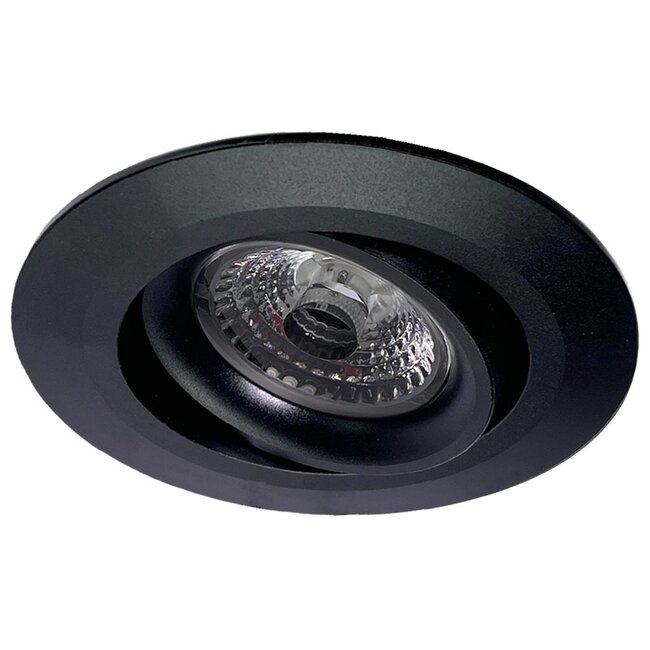 Set van 4 stuks Inbouw LEDspot Parijs, Warm wit licht, dimbaar, 8 Watt, kantelbaar, Zwart