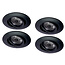Set van 4 stuks Inbouw LEDspot Parijs, Warm wit licht, dimbaar, 8 Watt, kantelbaar, Zwart