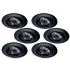 Set van 6 stuks Inbouw LEDspot Parijs, Warm wit licht, dimbaar, 8 Watt, kantelbaar, Zwart