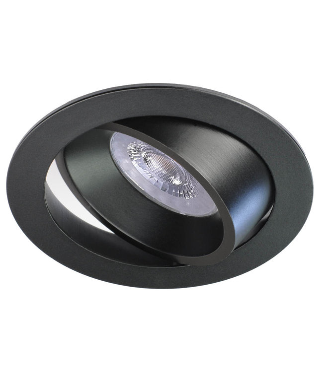 Luxna Zwarte LED inbouwspot BRUGGE 5W dimbaar, kantelbaar, warmwit licht.