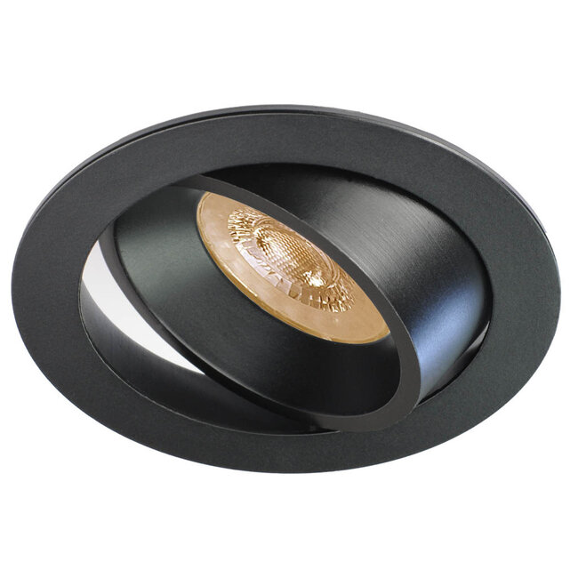 Zwarte LED inbouwspot BRUGGE 5W dimbaar, kantelbaar, warmwit licht