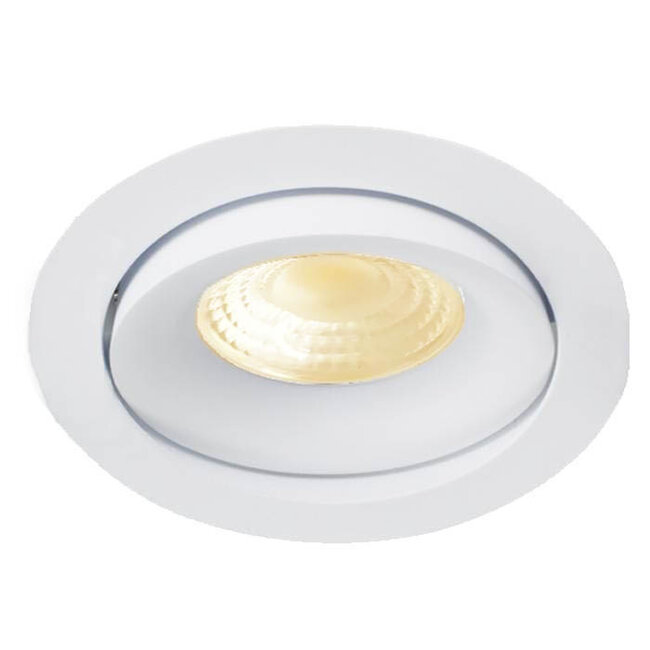 Inbouw Ledspot Kiel, 5 Watt, Warmwit, Dimbaar, 420 Lumen, kantelbaar, richtbaar. Witte uitvoering