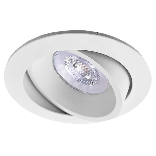 Set van 4 witte LED inbouwspots BRUGGE 5W dimbaar, kantelbaar, warmwit licht.