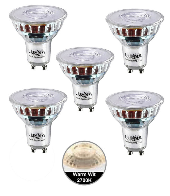 Elke week zeewier gegevens Pak van 5 stuks LED spot 5W, GU10, Dimbaar, Warm Wit, vervangt 50W -  123ledspots BV
