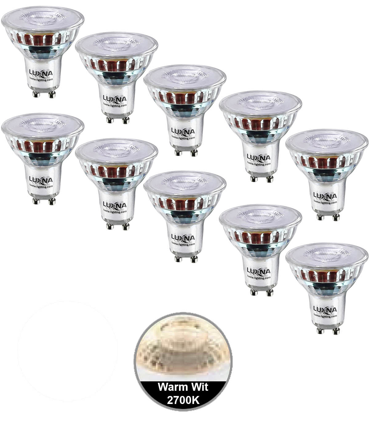 Inloggegevens plug Binnenshuis Pak van 10 stuks LED spot 5W, GU10, Dimbaar, Warm Wit, vervangt 50W -  123ledspots BV