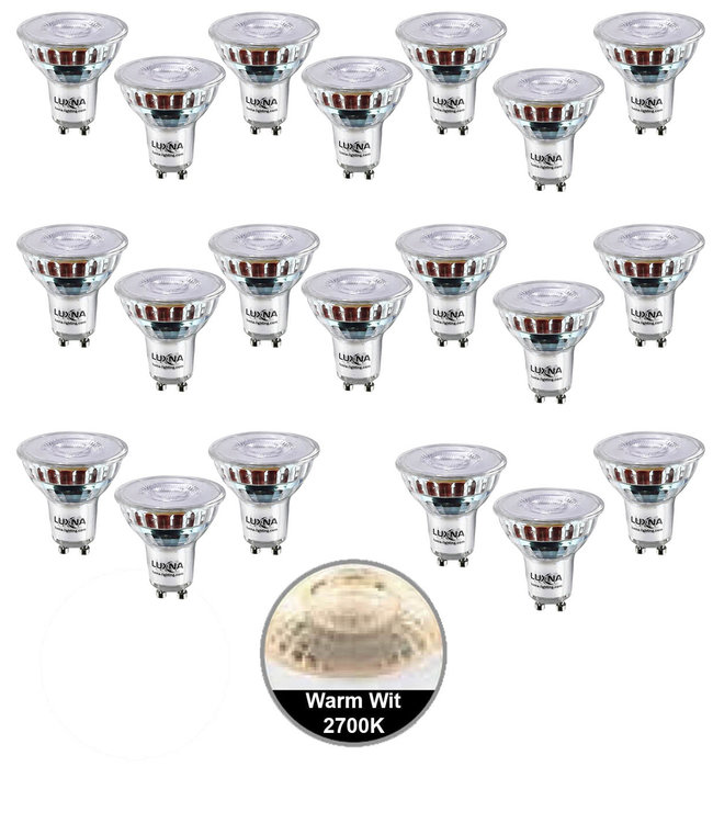 Pak 20 stuks LED spot GU10, Dimbaar, Warm Wit, vervangt 50W - 123ledspots BV