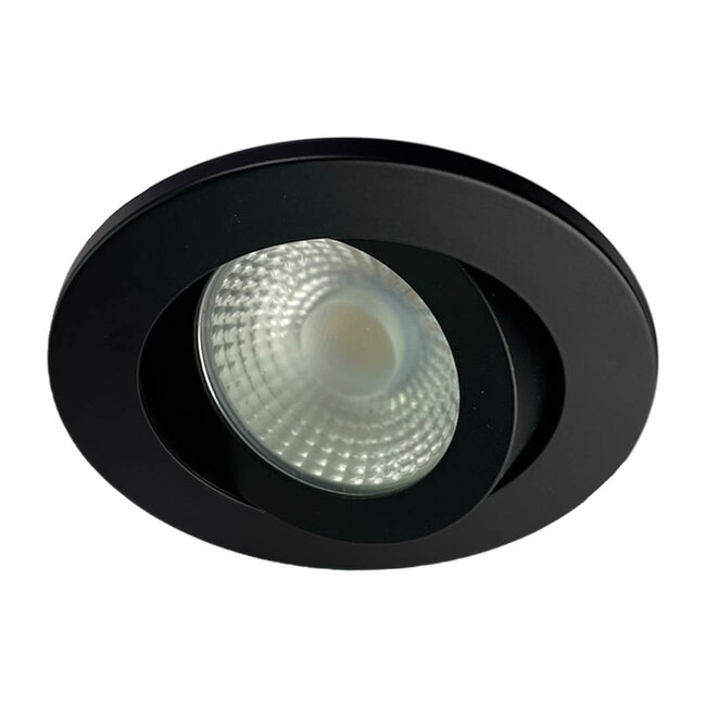 Set van 6 Badkamer LEDspot Rome IP65, 6 Watt, Dimbaar, kantelbaar, Zwarte uitvoering, Warm wit licht