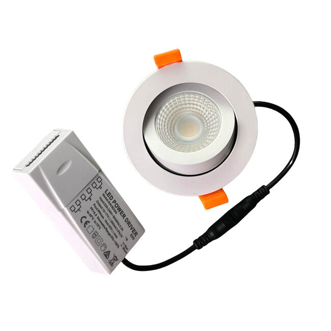 Set van 3 Badkamer LEDspot Rome IP65, 6 Watt, Dimbaar, kantelbaar, Witte uitvoering, Warm wit licht