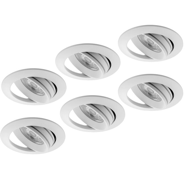 Set van 6 stuks, inbouw Ledspot Slim, 6 Watt, Dimbaar Warm Wit, geschikt voor de badkamer: IP44