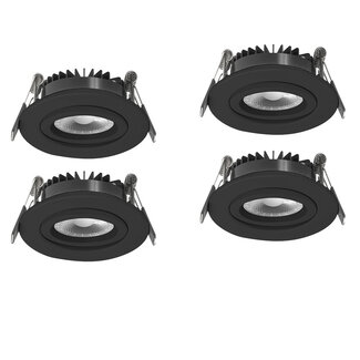 Set van 4 Inbouw Ledspot Dublin, 6 Watt, IP44, Zwart