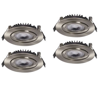 Set van 4  Inbouw Ledspot Dublin, 6 Watt, IP44 RVS Kleur