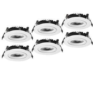 Set van 6  Inbouw Ledspot Dublin, 6 Watt, IP44, Witte uitvoering