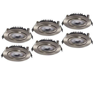 Set van 6  Inbouw Ledspot Dublin, 6 Watt, IP44 RVS Kleur