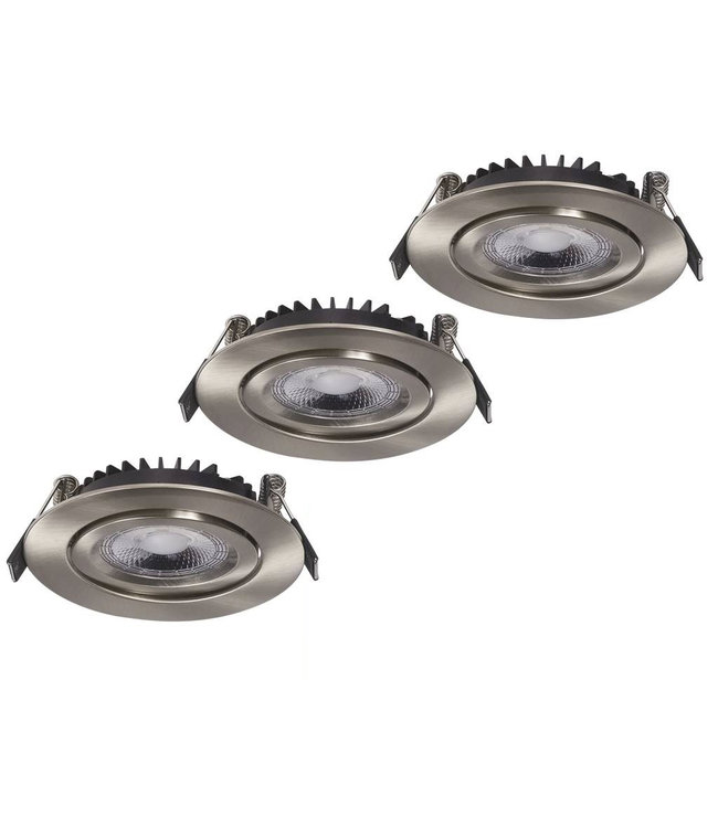 Set van 3 Inbouw Ledspot Dublin RVS, 6 Watt, Dimbaar Warm Wit IP44