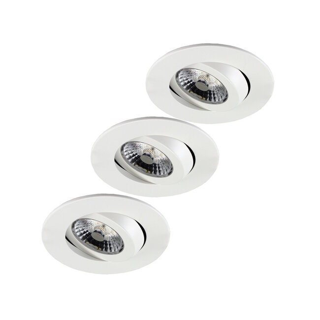 Set van 3 stuks LED inbouwspot Gyro 8W, dimbaar en 360 graden richtbaar