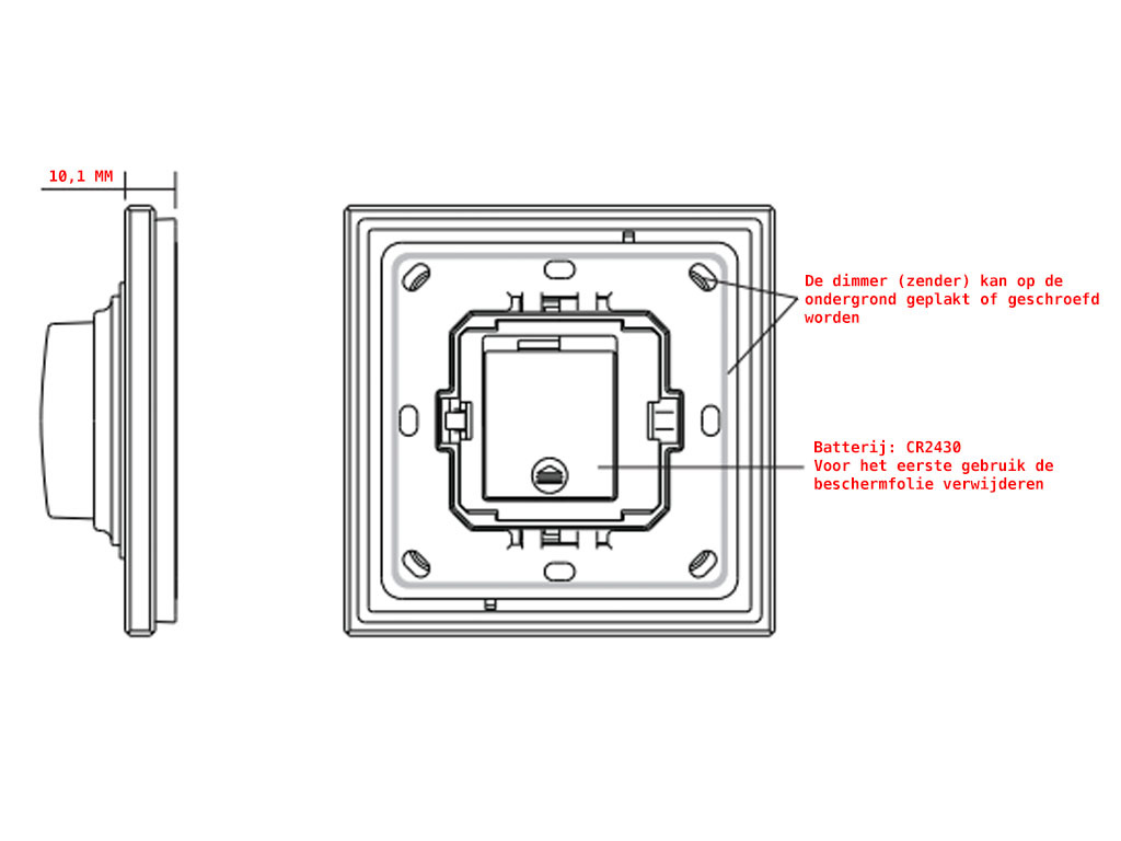 Led druk of draaiknop dimmer, draadloos 123ledspots BV