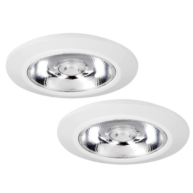 Set van 2 stuks Inbouw LEDspot Riga, 6 Watt, IP44, Dim to warm, Witte uitvoering