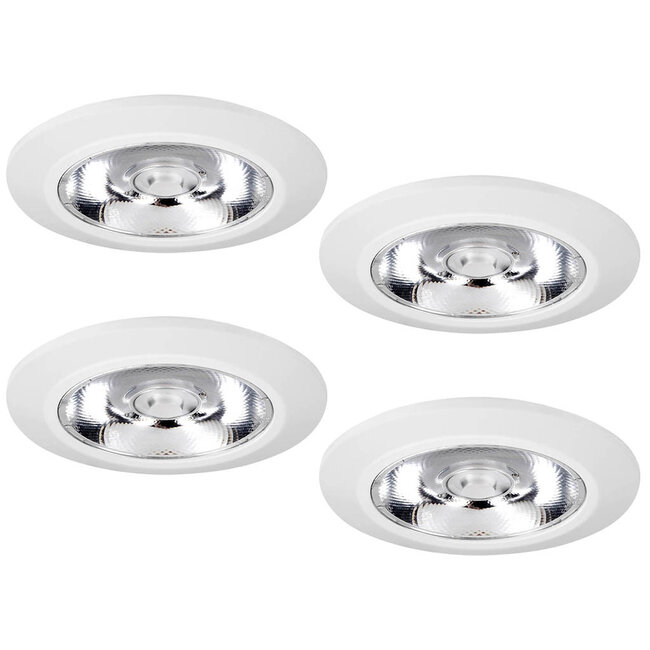 Set van 4 stuks Inbouw LEDspot Riga, 6 Watt, IP44, Dim to warm, Witte uitvoering