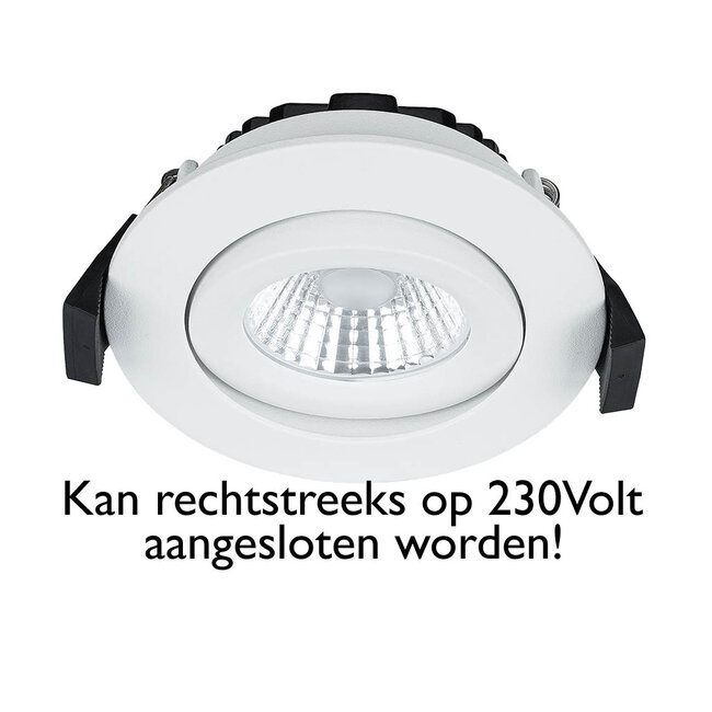 Set van 2 Inbouw Ledspot Praag Wit, 5 Watt, Dimbaar, Warm Wit licht , IP44
