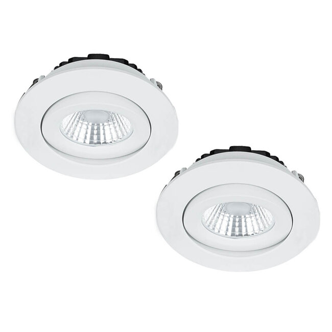 Set van 2 Inbouw Ledspot Praag Wit, 5 Watt, Dimbaar, Warm Wit licht , IP44