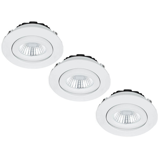 Set van 3 Inbouw Ledspot Praag Wit, 5 Watt, Dimbaar, Warm Wit licht , IP44