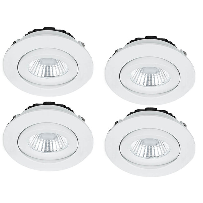 Set van 4 Inbouw Ledspot Praag Wit, 5 Watt, Dimbaar, Warm Wit licht , IP44