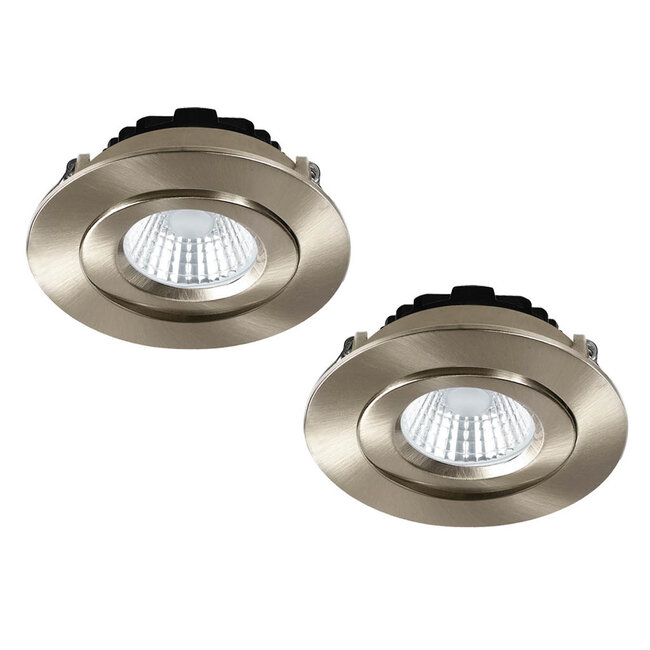 Set van 2 Inbouw Ledspot Praag RVS, 5 Watt, Dimbaar, Warm Wit licht , IP44
