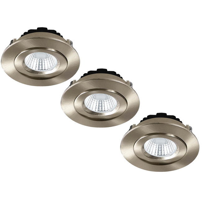 Set van 3 Inbouw Ledspot Praag RVS, 5 Watt, Dimbaar, Warm Wit licht , IP44
