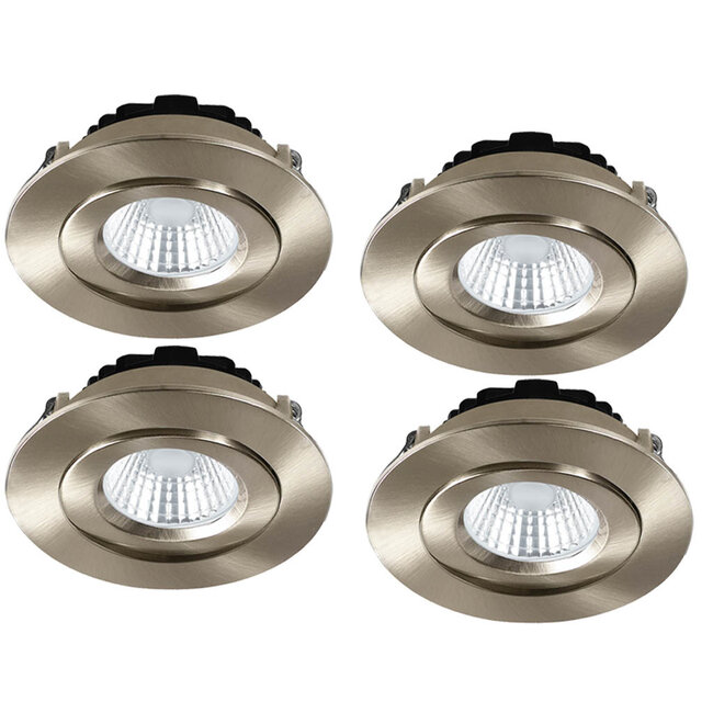 Set van 4 Inbouw Ledspot Praag RVS, 5 Watt, Dimbaar, Warm Wit licht , IP44