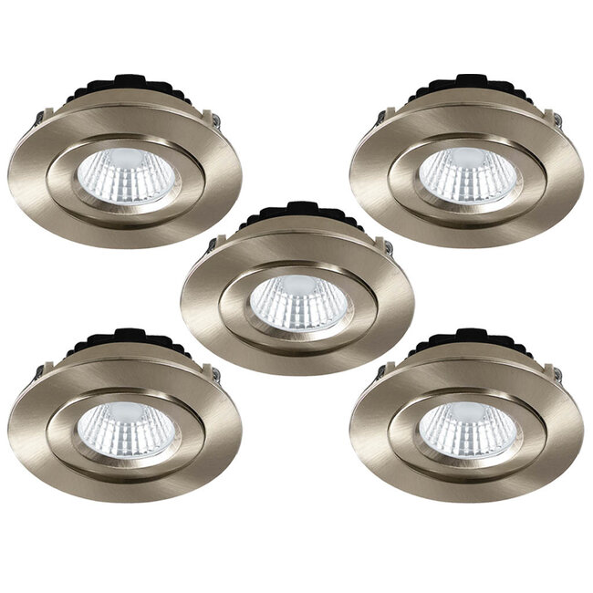 Set van 5 Inbouw Ledspot Praag RVS, 5 Watt, Dimbaar, Warm Wit licht , IP44