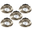 Set van 5 Inbouw Ledspot Praag RVS, 5 Watt, Dimbaar, Warm Wit licht , IP44