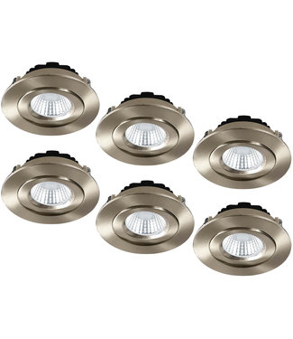 Set van 6 Inbouw Ledspot Praag RVS, 5 Watt, Dimbaar, Warm Wit licht , IP44