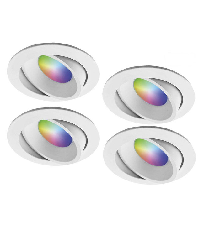 4Lite Set van 4 stuks Witte Wifi. RGB en dimtone spots, 5,5 W. Dimbaar via app