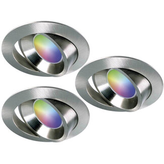 Set van 3 stuks RVS Wifi. RGB en dimtone spots, 5,5 W