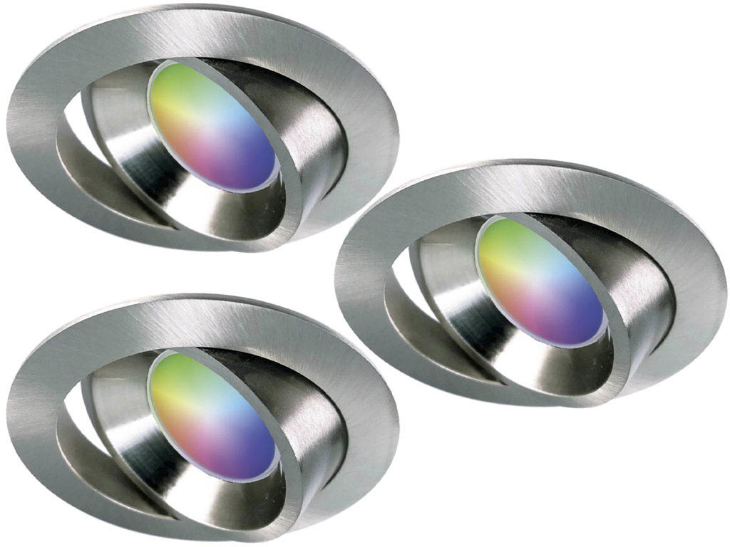 Ansell Set van 3 stuks RVS Wifi. RGB en dimtone spots, 5,5 W