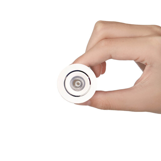 Dimbare mini inbouwLEDspot, warm wit, 1x3W Kantelbaar IP44 WITTE uitvoering