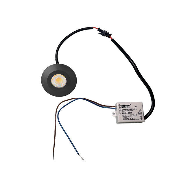 Inbouw Mini Ledspotjes Turijn 4,5 Watt IP65 Dimbaar Zwarte Kleur