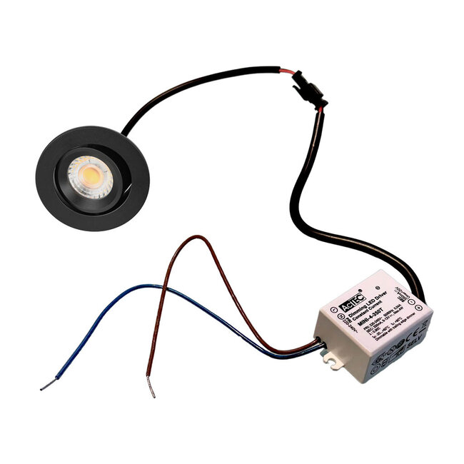 MINI INBOUW LEDSPOTS HAMBURG 4,5 WATT IP44 DIM TO WARM, Zwart