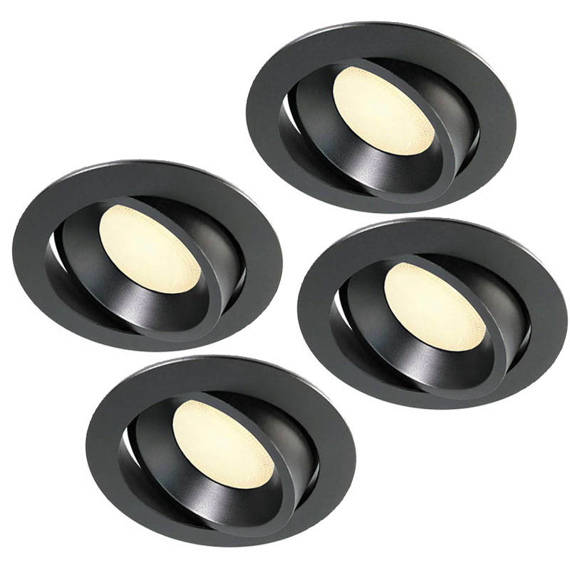 Set van 4 stuks Zwarte Philips Hue, Dimbare, Ambiance Inbouw-ledspots