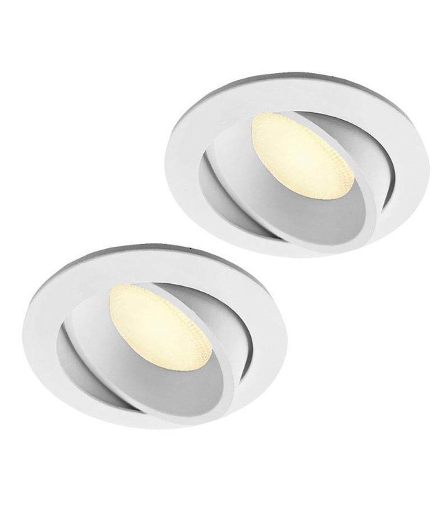 2 Stuks Outleds inbouwarmatuur, Wit met Philips Hue, Dimbare, Ambiance GU10 spots met Bluetooth