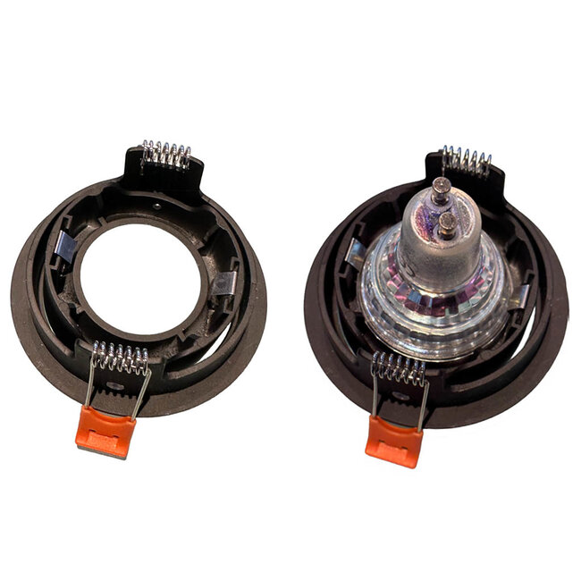 Set van 2 witte LED inbouwspots BRUGGE 5W dimbaar, kantelbaar, warmwit licht.