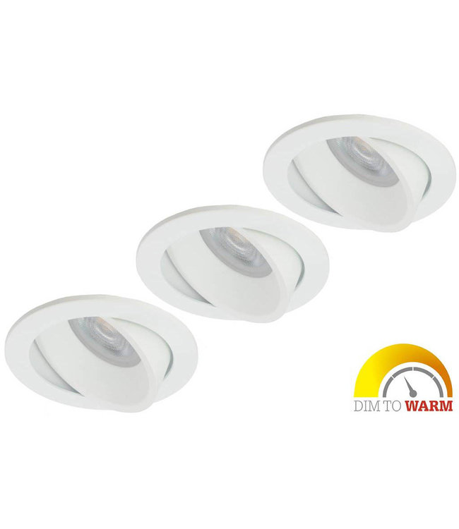 Philips Set van 3 witte LED inbouwspot 4,9W dimbaar, kantelbaar, warmwit licht