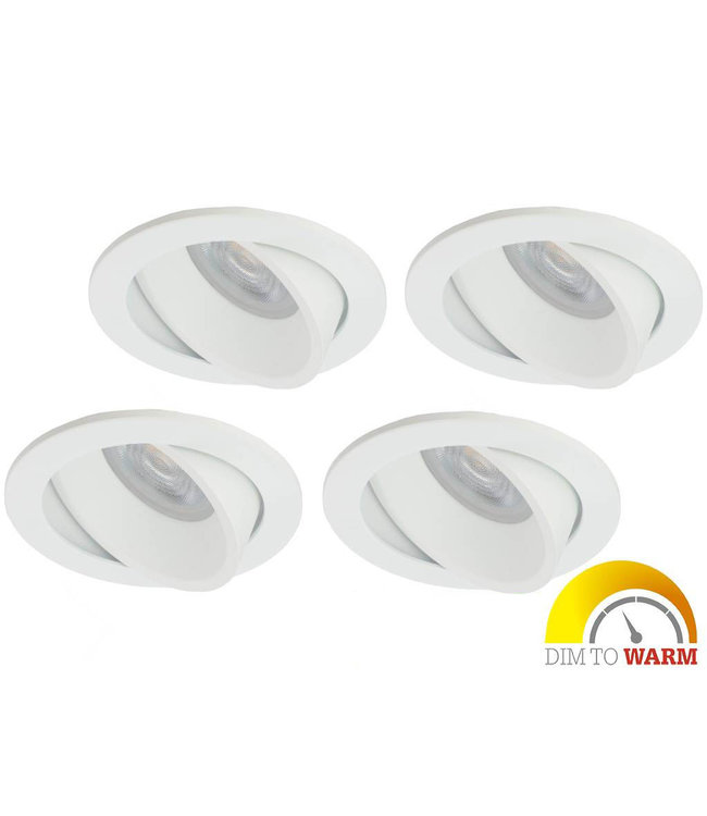 4x Witte inbouwspot met Philips 4,9W LED | Dimbaar & Kantelbaar - 123ledspots BV