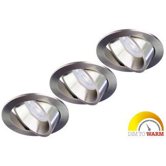 3 Stuks  Led inbouwspot 4,9W dimbaar, Dim To Warm