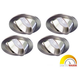 4 Stuks Led inbouwspot 4,9W dimbaar, Dim To Warm