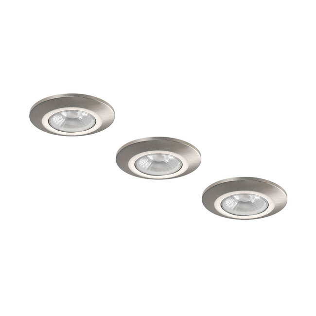 Set van 3 Inbouw Micro Ledspotjes Bern 1,2 watt IP65 Dimbaar rvs kleur