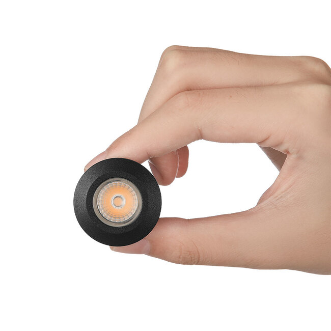 Set van 6 Inbouw Micro Ledspotjes Bern 1,2 watt IP65 Dimbaar zwart