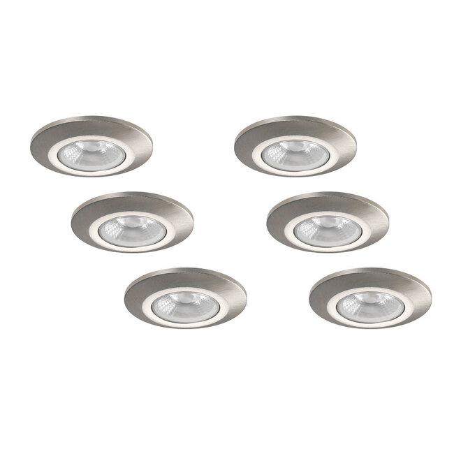 Set van 6 Inbouw Micro Ledspotjes Bern 1,2 watt IP65 Dimbaar rvs kleur