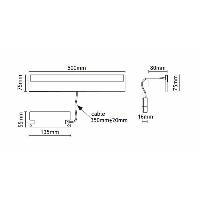 Ebir Spiegel verlichting 'Karin' 500 mm