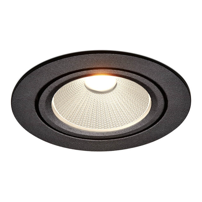 Zwarte Inbouw Ledspot Oslo, 6 Watt, Dimbaar Warm Wit IP44